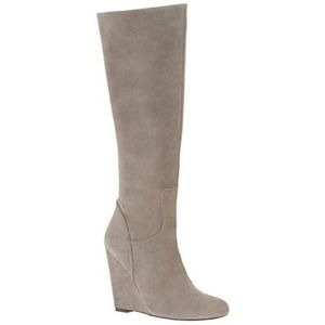 Grey suede wedge boots